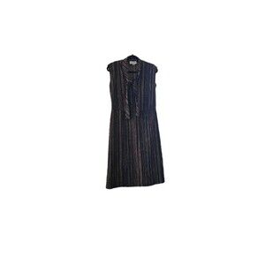 Vintage Melissa Lane 70s Striped Neck Tie Maxi Dress Size Medium